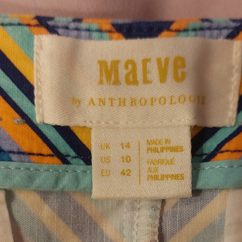 Anthropologie Colorful Geo Printed High Rise Relaxed Shorts